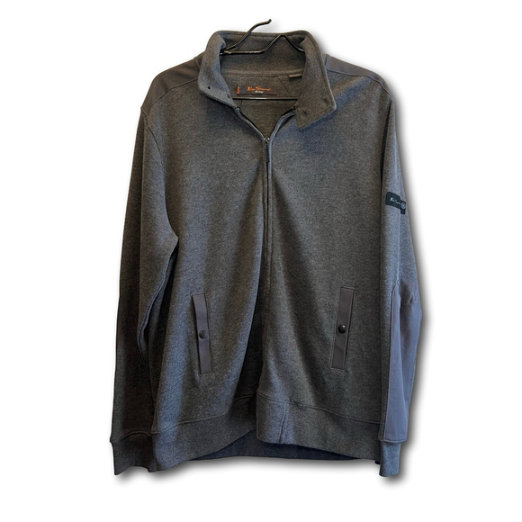Ben Sherman Cotton Blend Funnel Neck Sweater Zip Up Jacket Grey Men XL NWT - Picture 1 of 14